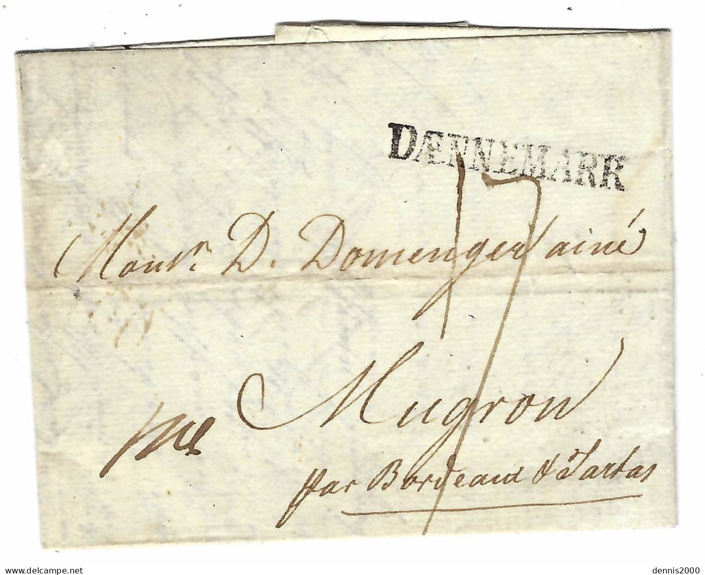 1802 - Letter From Copenhagen To Mugron ( Near Bordeaux, France ) DAENNEMARR Or DAENNEMARK - ...-1851 Voorfilatelie