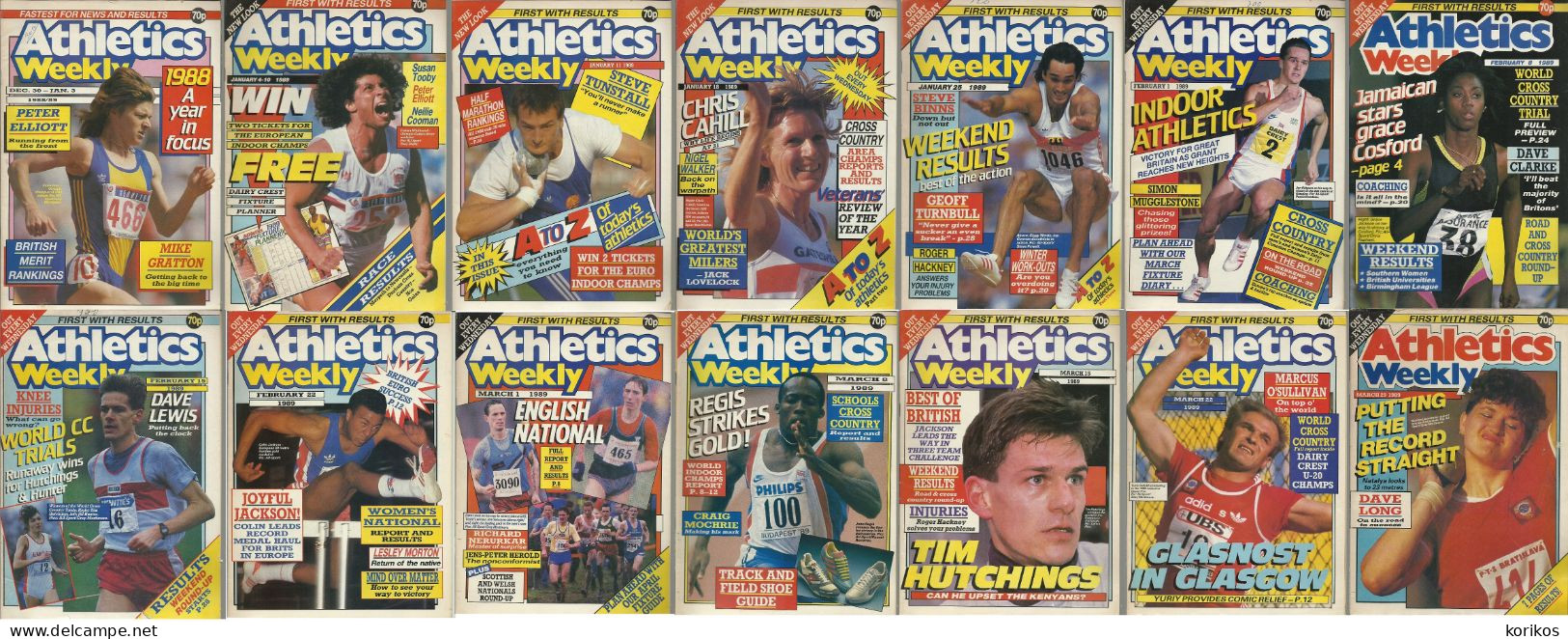 ATHLETICS WEEKLY 1989 MAGAZINE SET – LOT OF 51 OUT OF 53 – TRACK AND FIELD - 1950-Hoy