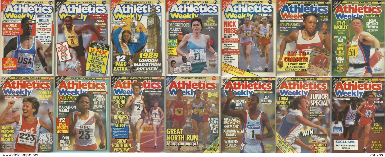 ATHLETICS WEEKLY 1989 MAGAZINE SET – LOT OF 51 OUT OF 53 – TRACK AND FIELD - 1950-Now