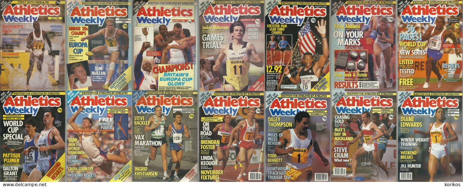 ATHLETICS WEEKLY 1989 MAGAZINE SET – LOT OF 51 OUT OF 53 – TRACK AND FIELD - 1950-Now