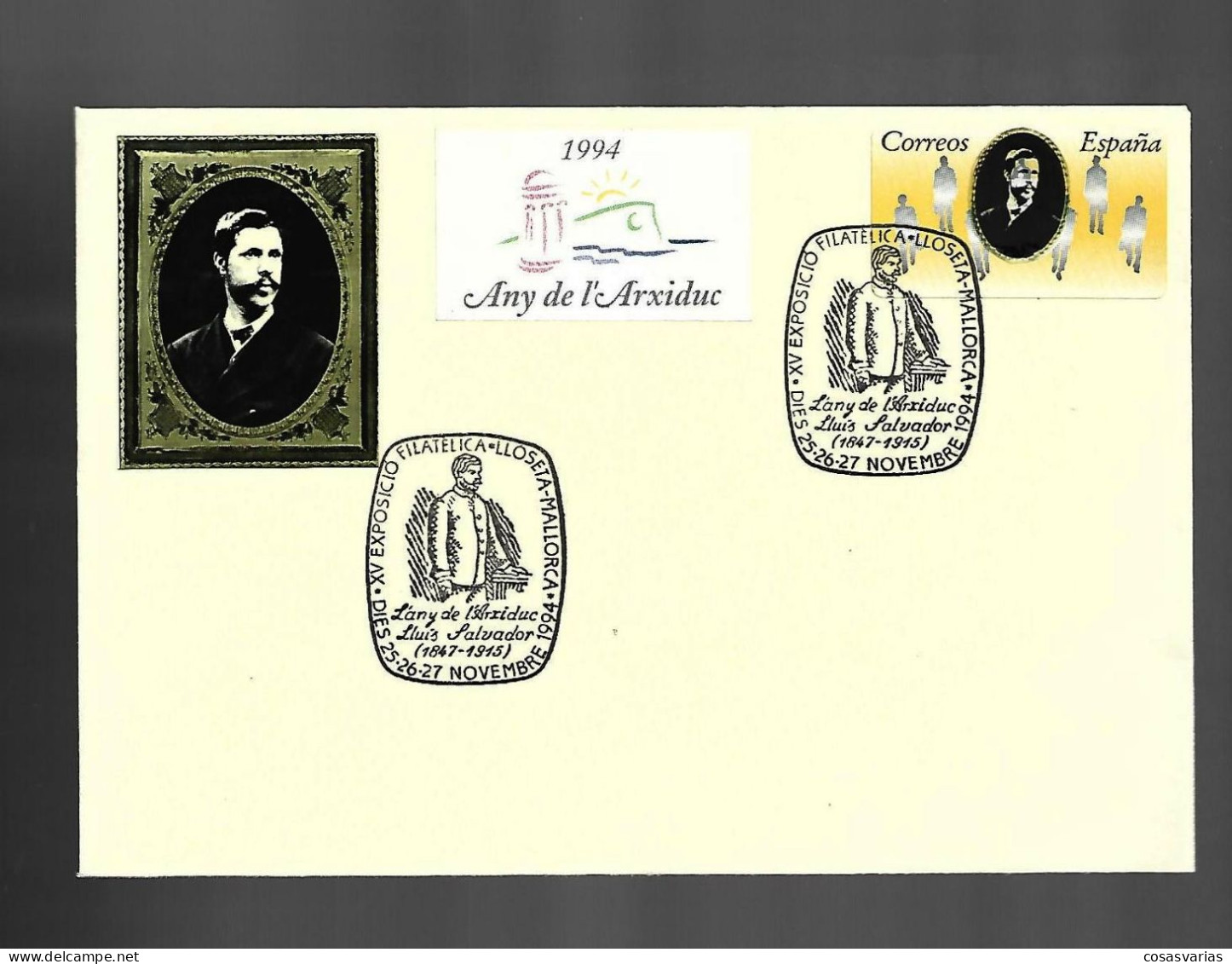 ARCHIDUQUE LUIS SALVADOR LLOSETA Mallorca 1994  ENTERO MATASELLO ESPECIAL CONMEMORATIVO LETTRE COVER - Hojas Conmemorativas