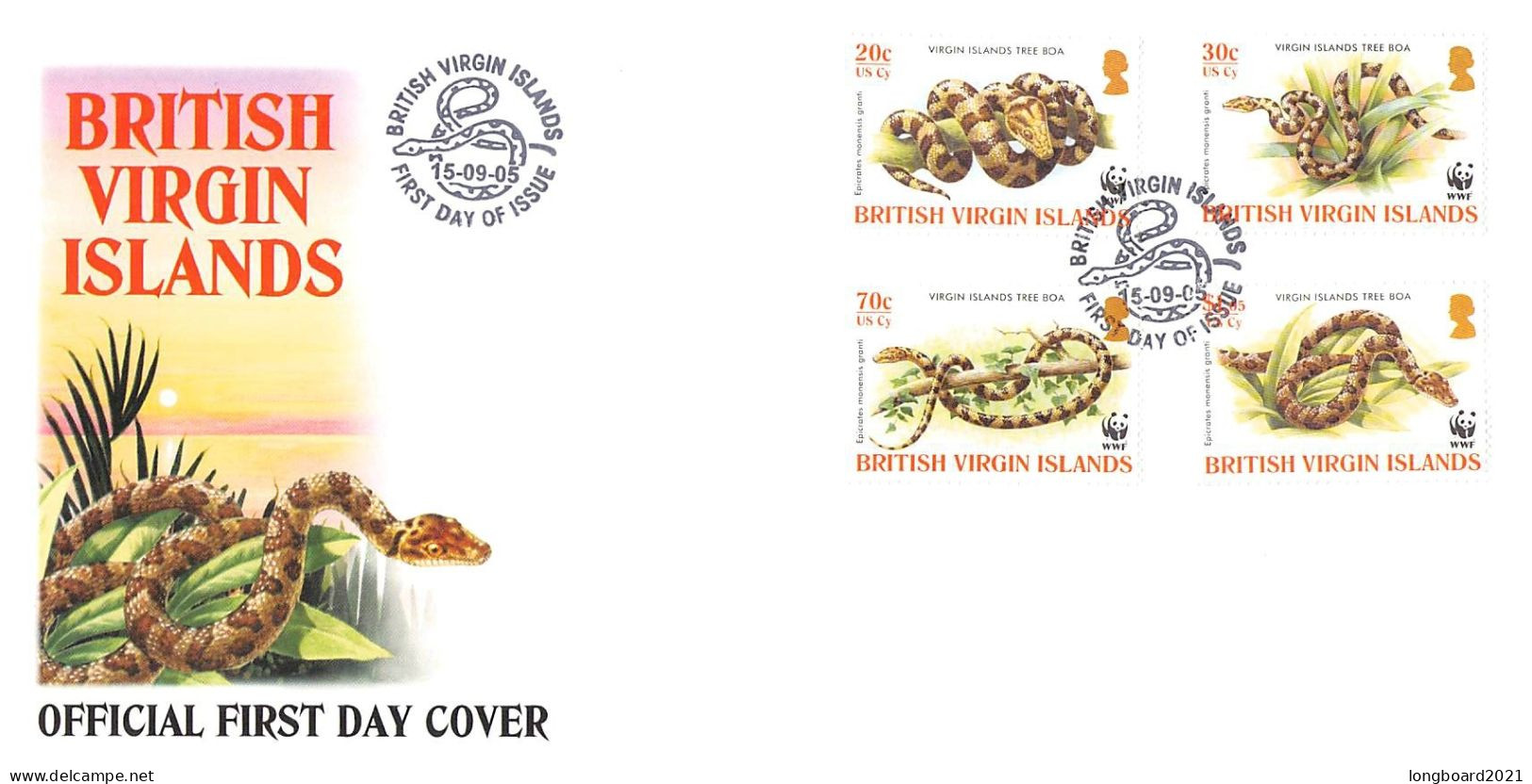 BRIT. VIRGIN ISLANDS - FDC WWF 2005 - TREE BOA / 4253 - Britse Maagdeneilanden