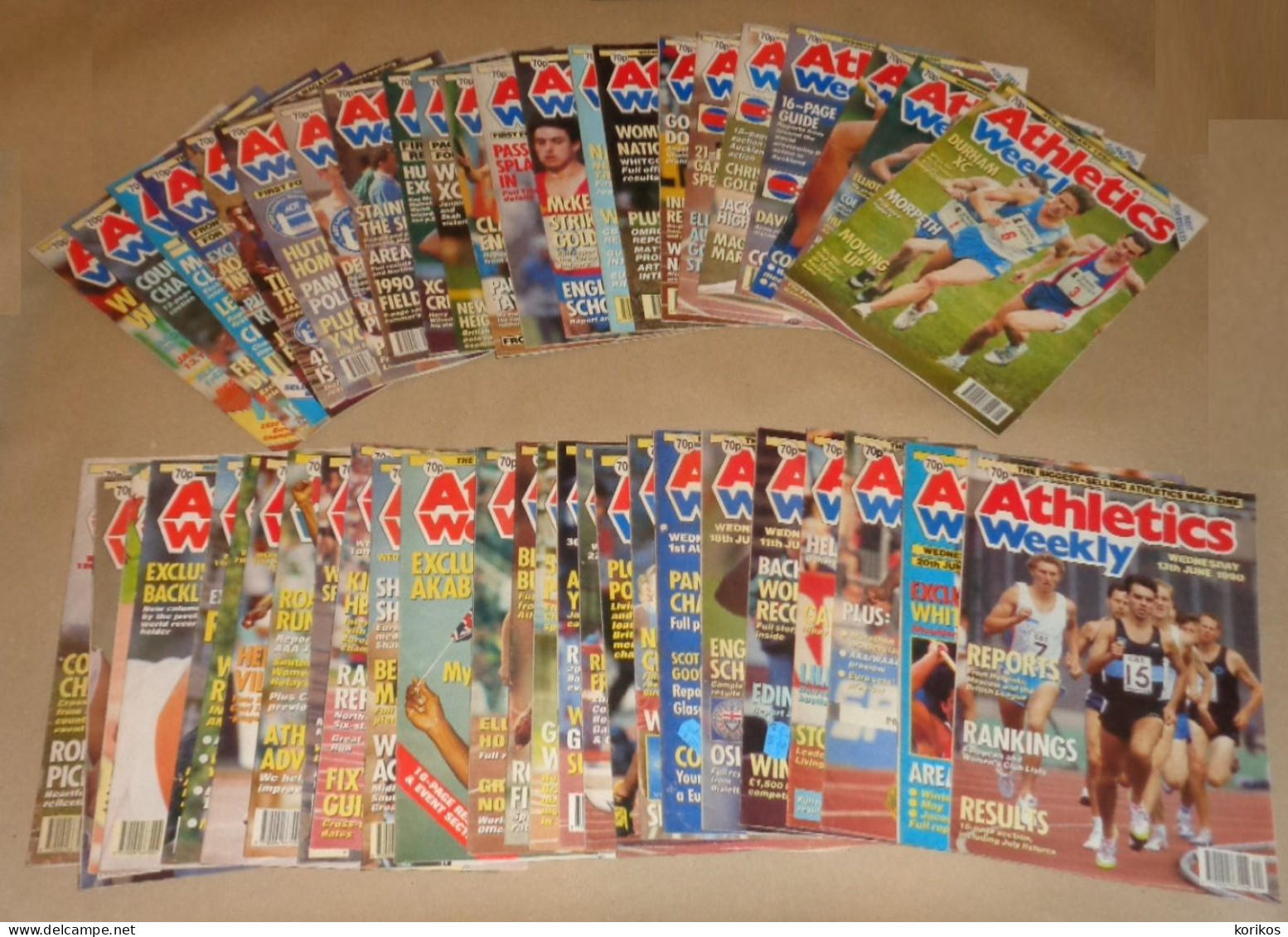 ATHLETICS WEEKLY 1990 MAGAZINE SET – LOT OF 50 OUT OF 52 – TRACK AND FIELD - 1950-Heden