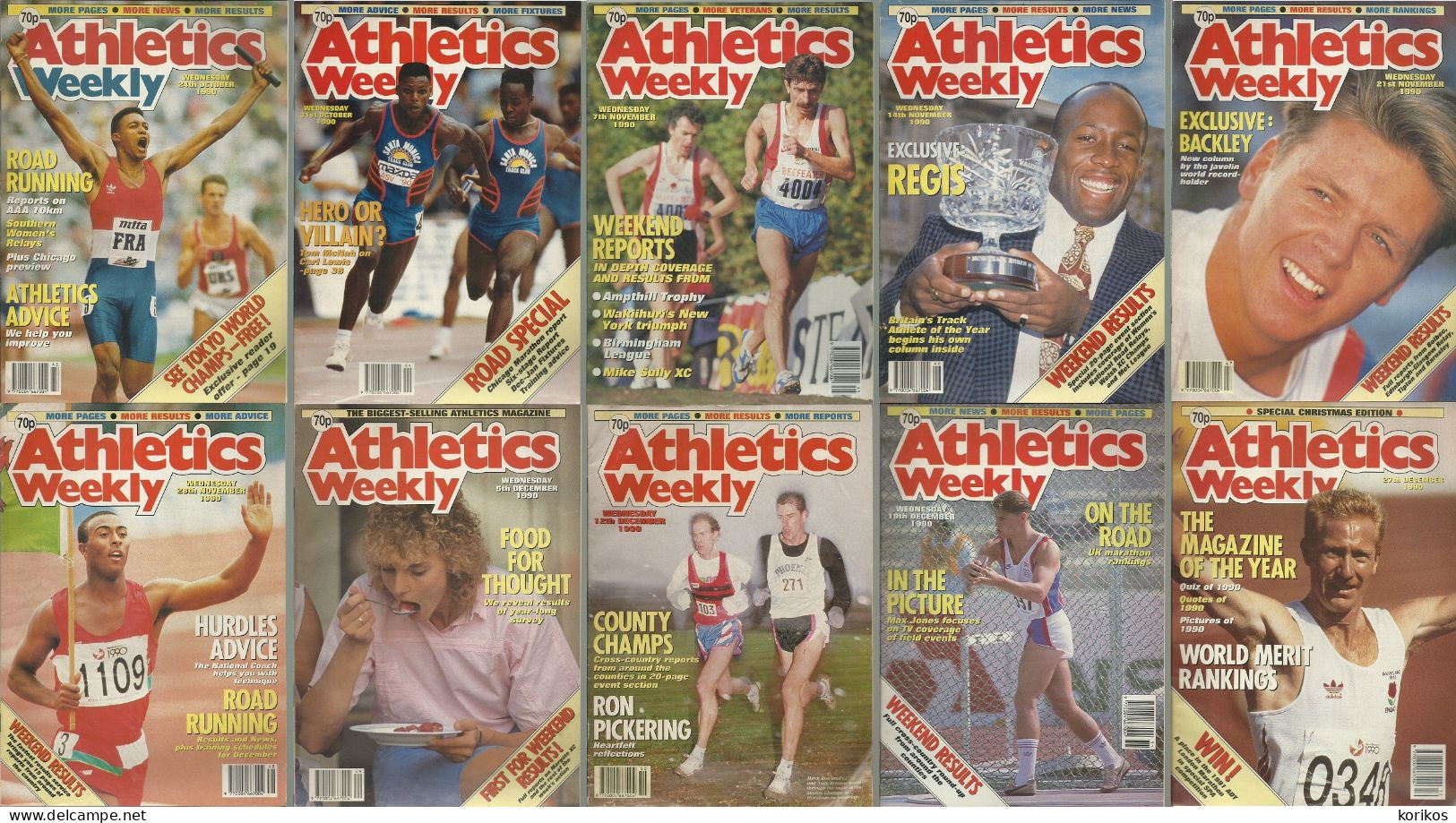 ATHLETICS WEEKLY 1990 MAGAZINE SET – LOT OF 50 OUT OF 52 – TRACK AND FIELD