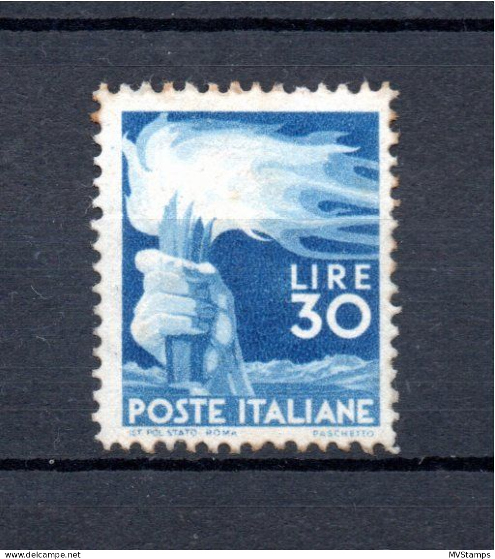 Italy 1945 Old 30 Lire Fire Stamp (Michel 702 A) Unused/no Gum - Ongebruikt