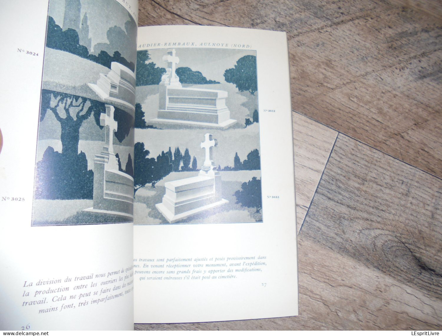 GAUDIER REMBAUX Aulnoye Monuments Funéraires Stèles Cimetières Catalogue 1925 Société Granitière Carrière Pierre Tombale