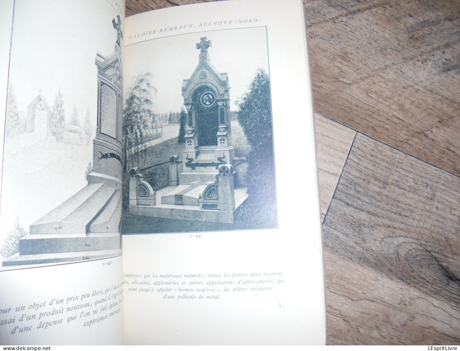 GAUDIER REMBAUX Aulnoye Monuments Funéraires Stèles Cimetières Catalogue 1925 Société Granitière Carrière Pierre Tombale