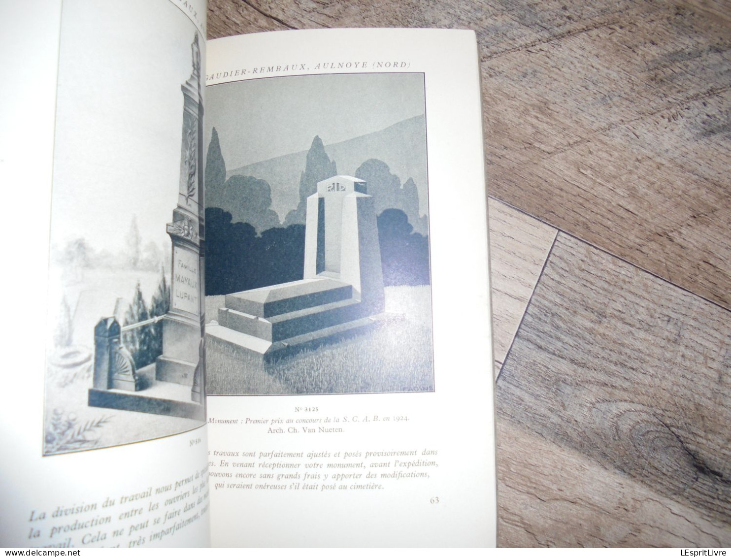 GAUDIER REMBAUX Aulnoye Monuments Funéraires Stèles Cimetières Catalogue 1925 Société Granitière Carrière Pierre Tombale