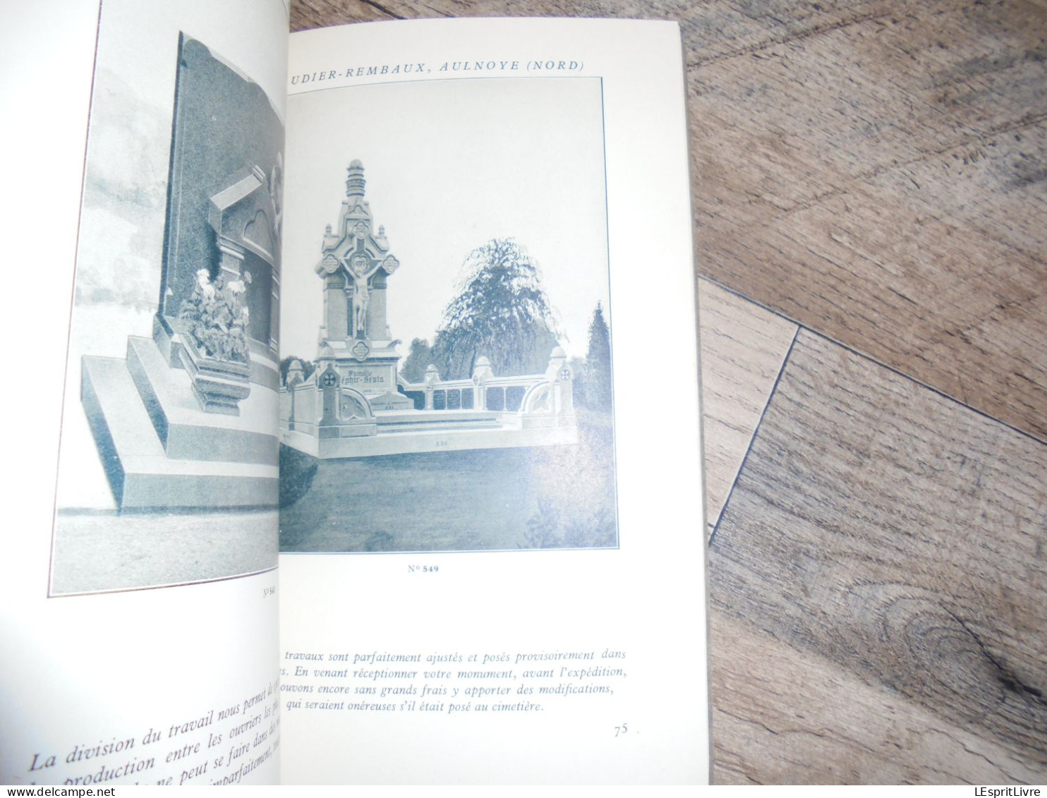 GAUDIER REMBAUX Aulnoye Monuments Funéraires Stèles Cimetières Catalogue 1925 Société Granitière Carrière Pierre Tombale