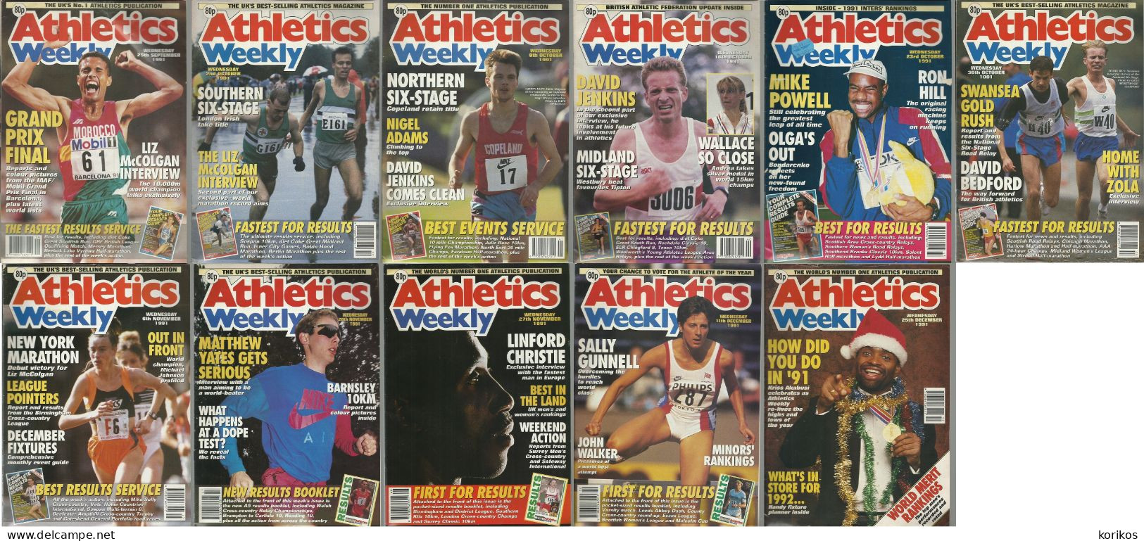 ATHLETICS WEEKLY 1991 MAGAZINE SET – LOT OF 45 OUT OF 53 – TRACK AND FIELD - 1950-Hoy