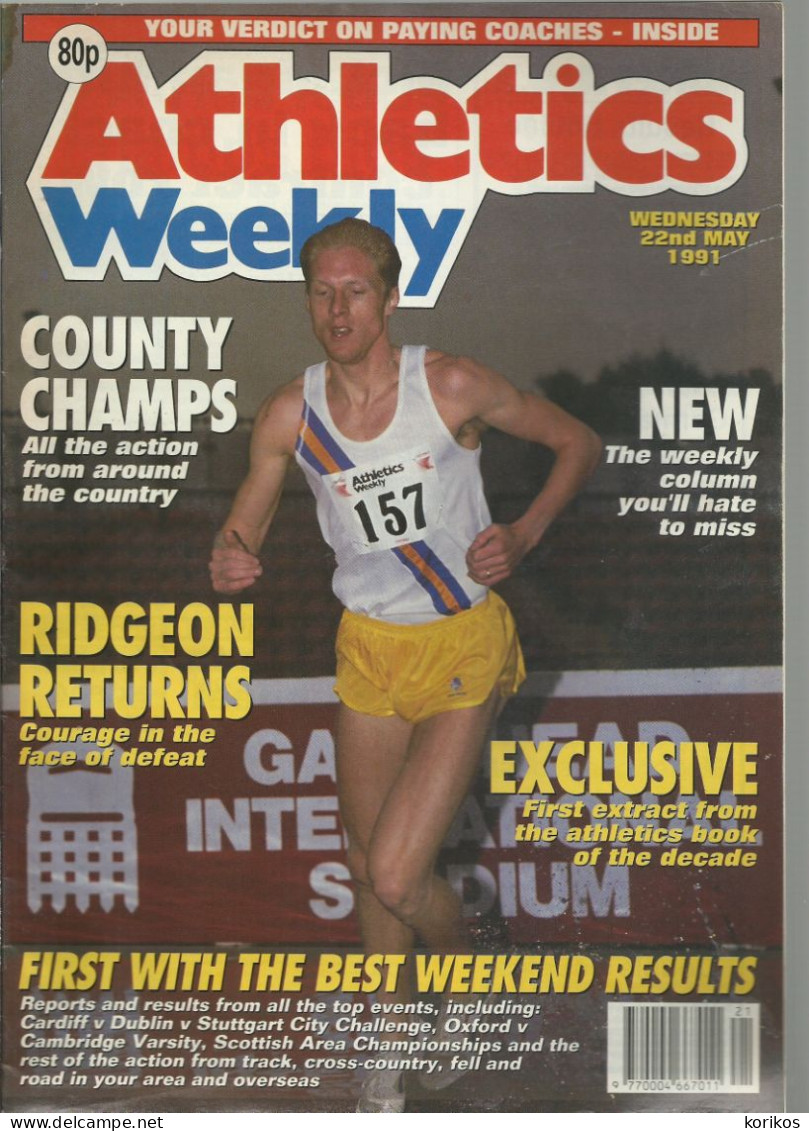 ATHLETICS WEEKLY 1991 MAGAZINE SET – LOT OF 45 OUT OF 53 – TRACK AND FIELD