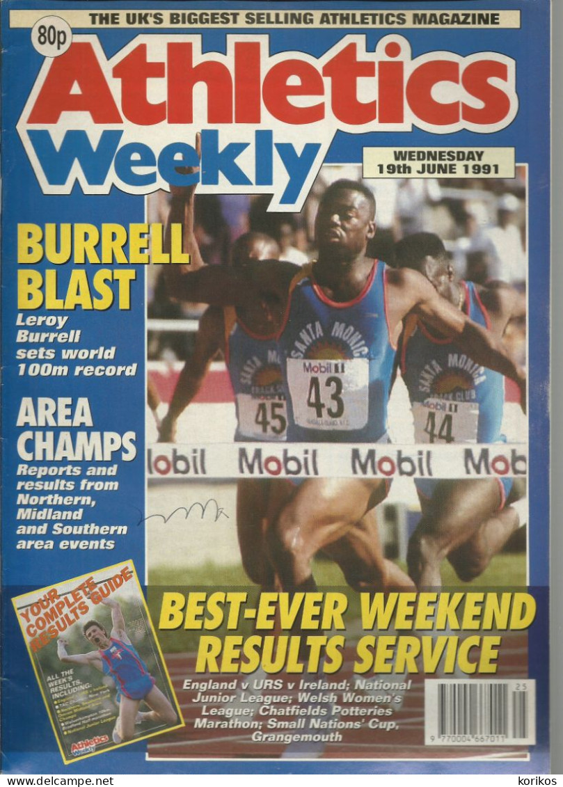 ATHLETICS WEEKLY 1991 MAGAZINE SET – LOT OF 45 OUT OF 53 – TRACK AND FIELD