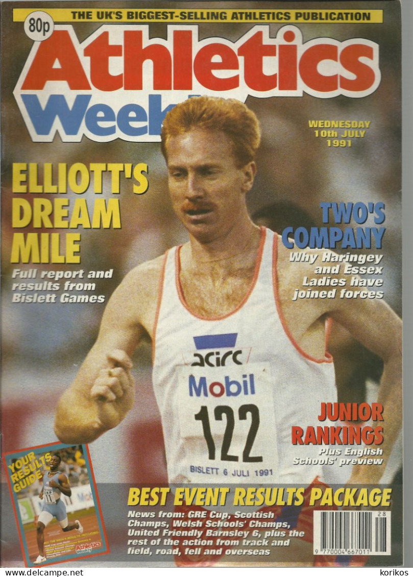 ATHLETICS WEEKLY 1991 MAGAZINE SET – LOT OF 45 OUT OF 53 – TRACK AND FIELD