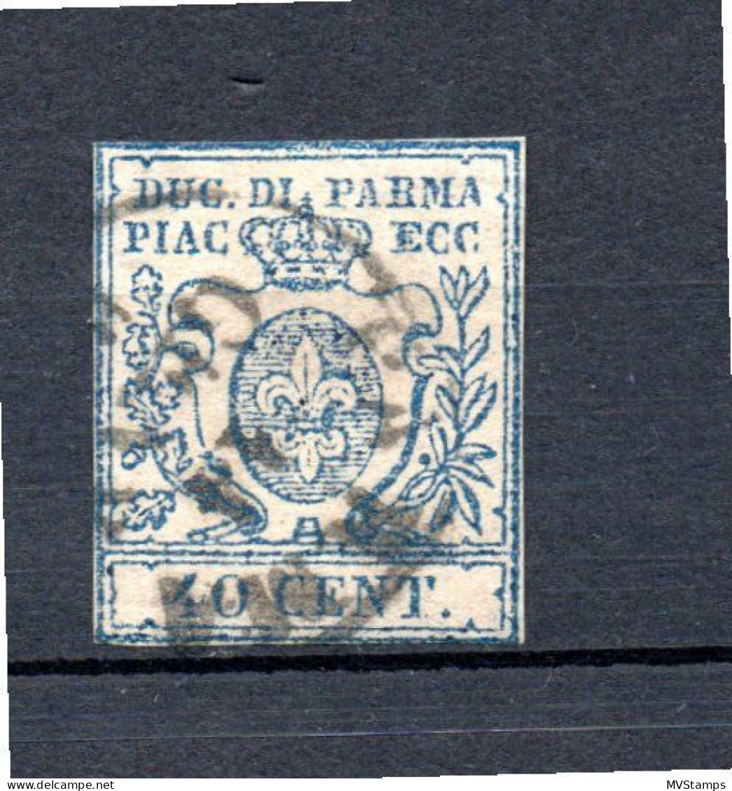 Parma 1857 Old Coat Of Arms Stamp (Michel 11) Used, Proved/signed Richter - Parme