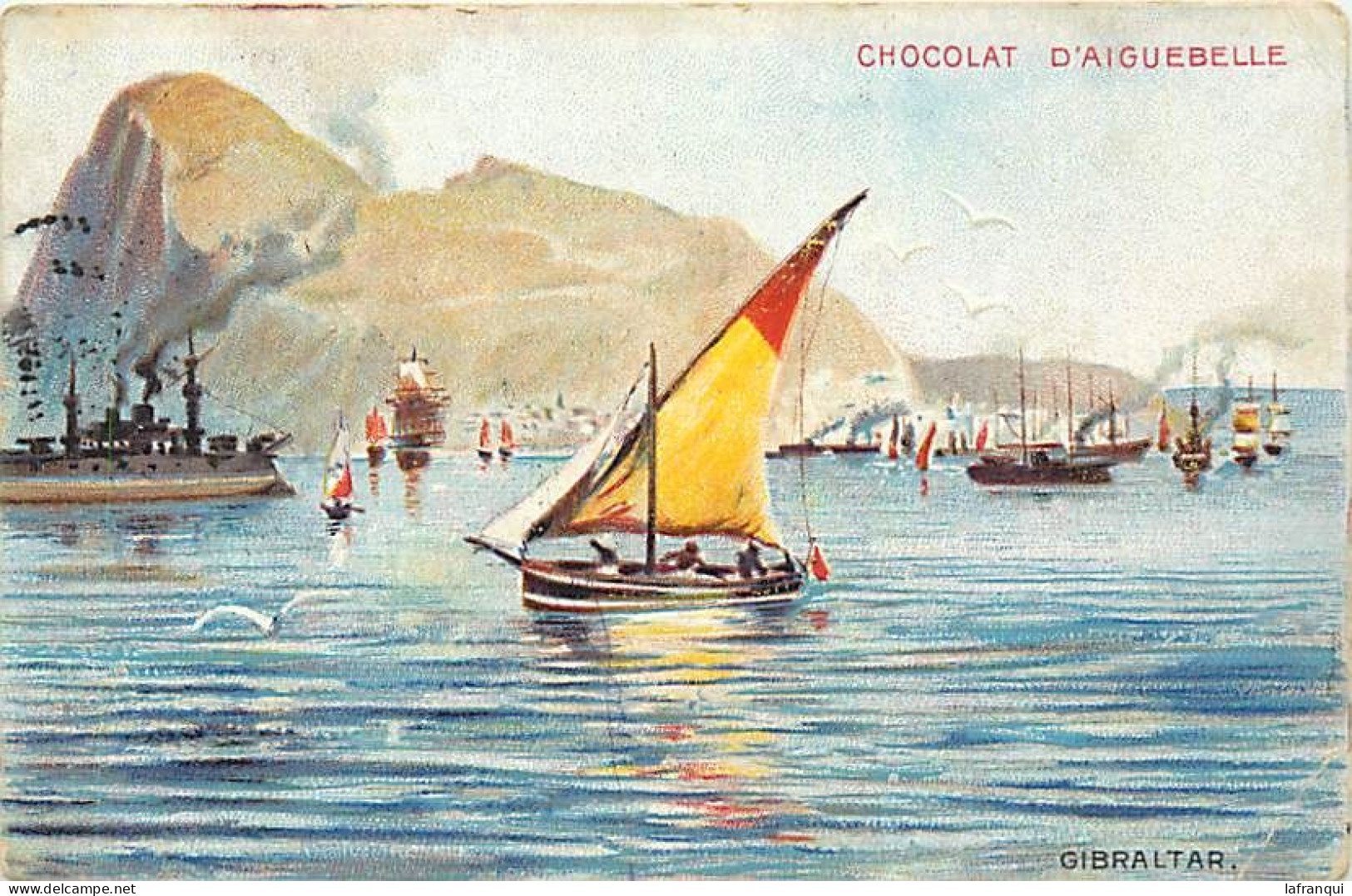 Pays Div-ref EE18- Gibraltar - Publicité Chocolat D Aiguebelle - Dessin Illustrateur /-a Circulé 1915-/ Petit Pli Bas D - Gibraltar