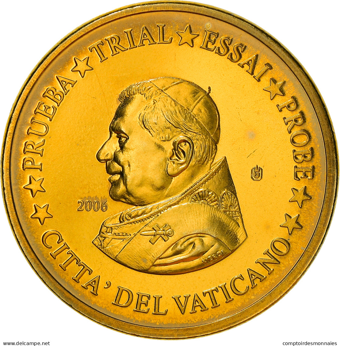 Vatican, 10 Euro Cent, 2006, Unofficial Private Coin, FDC, Laiton - Privatentwürfe