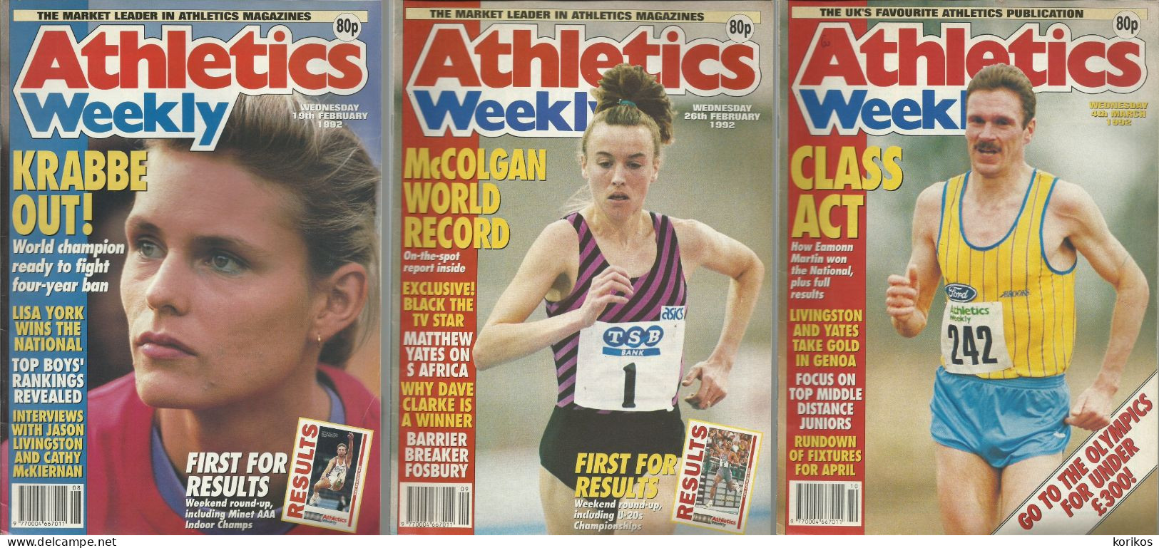 ATHLETICS WEEKLY 1992 MAGAZINE SET – LOT OF 47 OUT OF 53 – TRACK AND FIELD - 1950-Heden