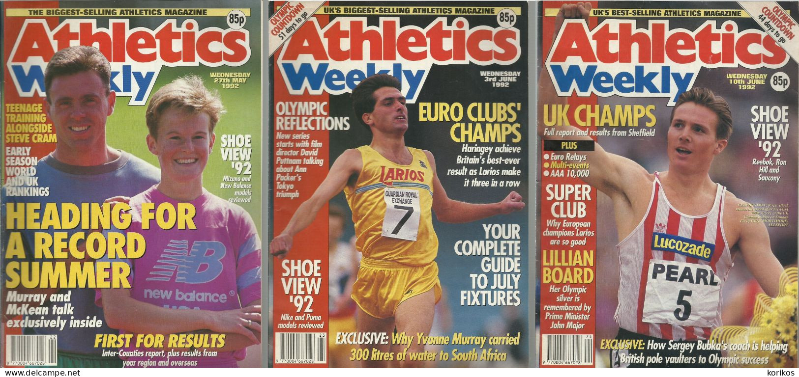 ATHLETICS WEEKLY 1992 MAGAZINE SET – LOT OF 47 OUT OF 53 – TRACK AND FIELD