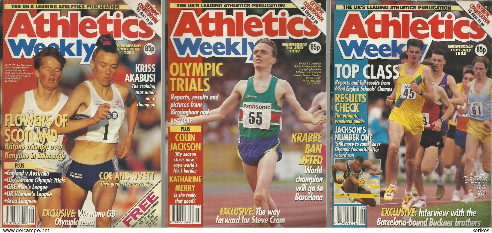 ATHLETICS WEEKLY 1992 MAGAZINE SET – LOT OF 47 OUT OF 53 – TRACK AND FIELD