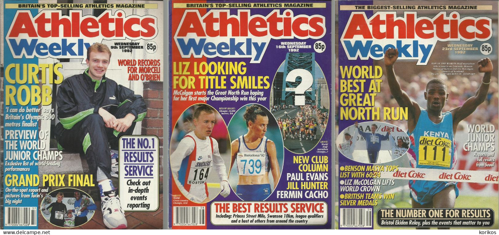 ATHLETICS WEEKLY 1992 MAGAZINE SET – LOT OF 47 OUT OF 53 – TRACK AND FIELD