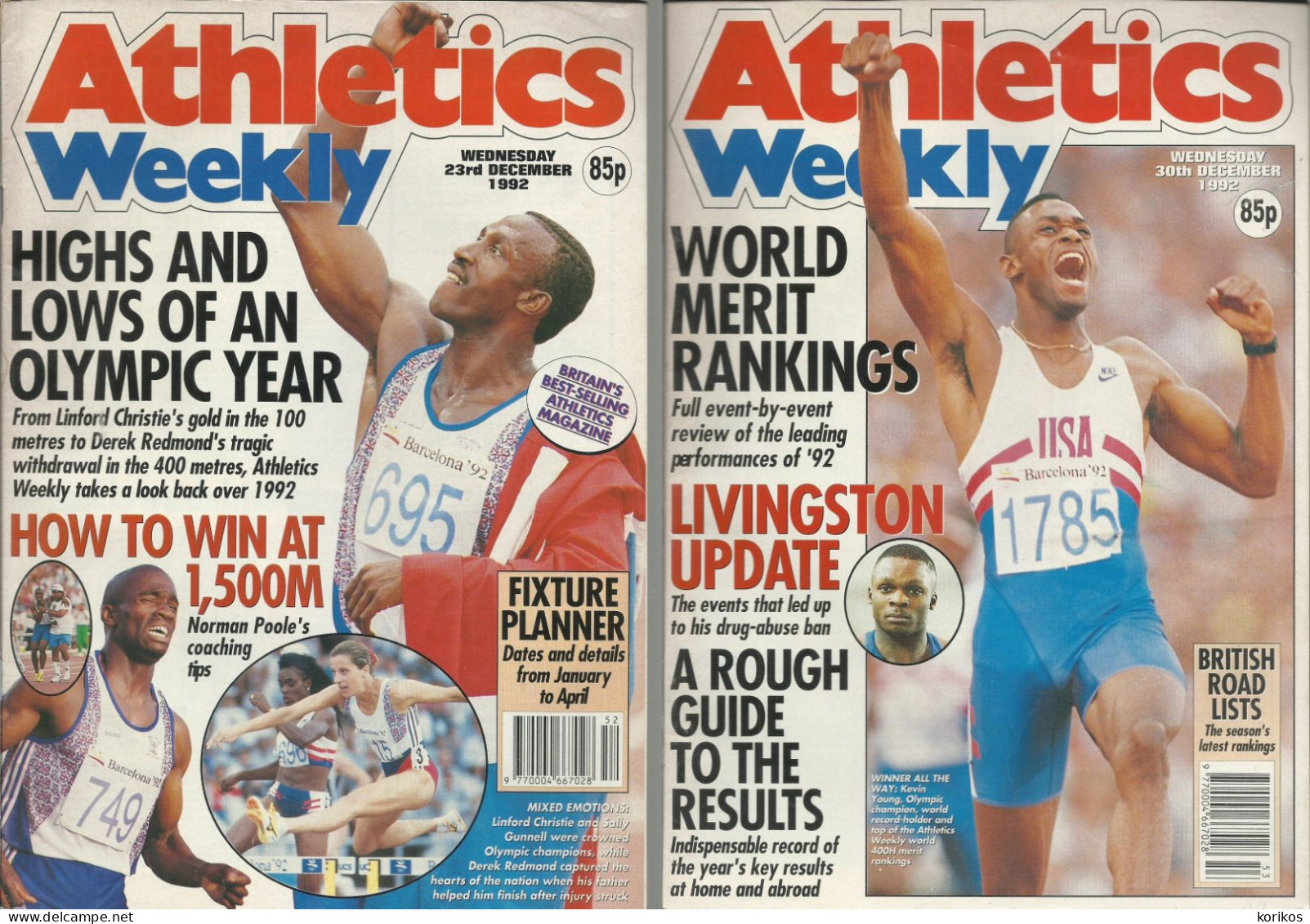 ATHLETICS WEEKLY 1992 MAGAZINE SET – LOT OF 47 OUT OF 53 – TRACK AND FIELD