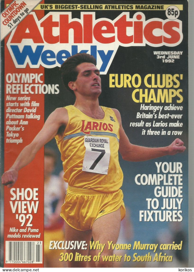 ATHLETICS WEEKLY 1992 MAGAZINE SET – LOT OF 47 OUT OF 53 – TRACK AND FIELD