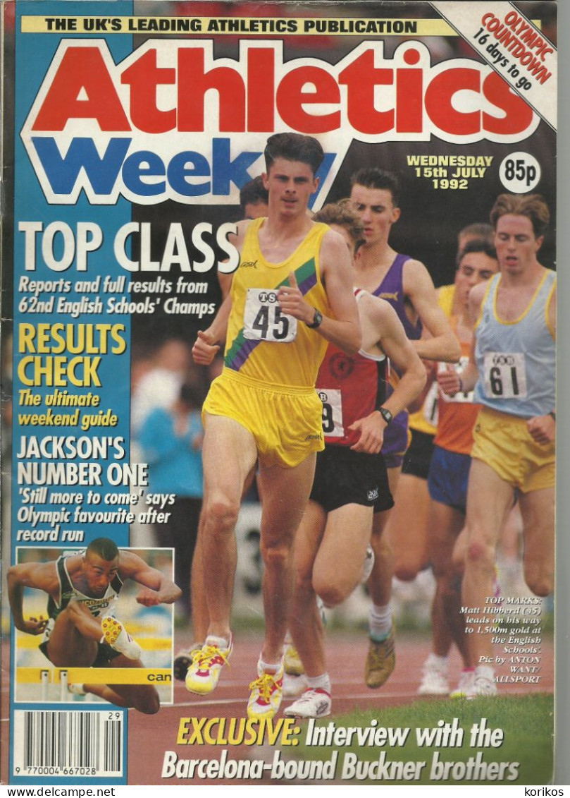 ATHLETICS WEEKLY 1992 MAGAZINE SET – LOT OF 47 OUT OF 53 – TRACK AND FIELD