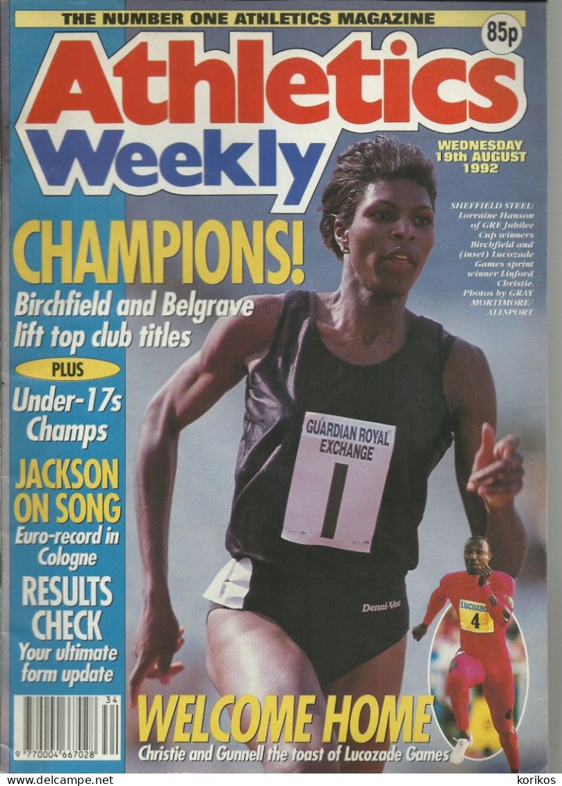 ATHLETICS WEEKLY 1992 MAGAZINE SET – LOT OF 47 OUT OF 53 – TRACK AND FIELD