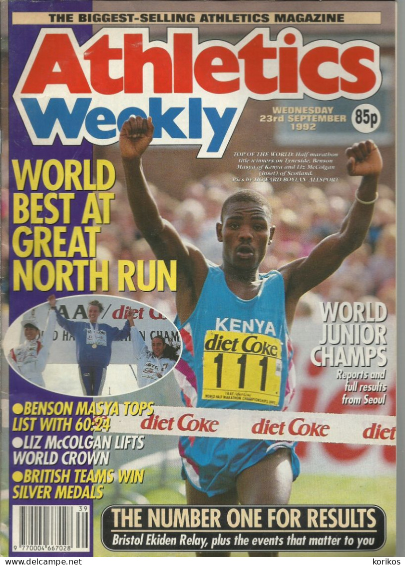 ATHLETICS WEEKLY 1992 MAGAZINE SET – LOT OF 47 OUT OF 53 – TRACK AND FIELD