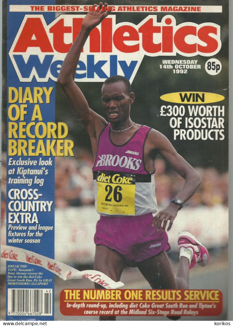 ATHLETICS WEEKLY 1992 MAGAZINE SET – LOT OF 47 OUT OF 53 – TRACK AND FIELD