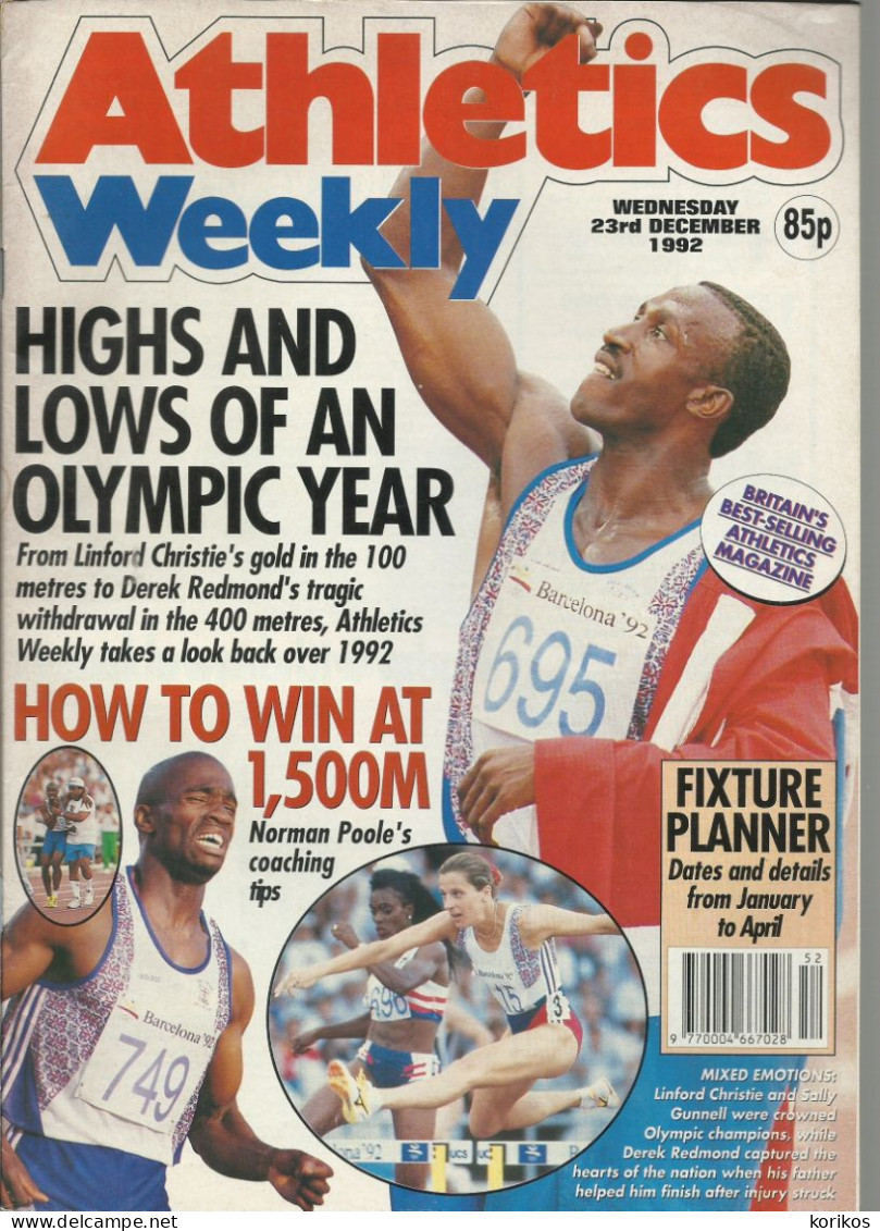 ATHLETICS WEEKLY 1992 MAGAZINE SET – LOT OF 47 OUT OF 53 – TRACK AND FIELD