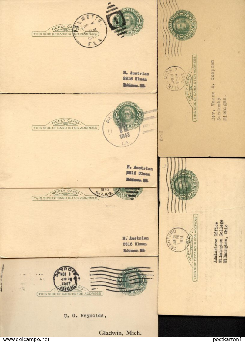 UY7r 6 Postal Cards Used Florida Louisiana Massachusetts Michigan New Jersey 1917-51 - 1901-20