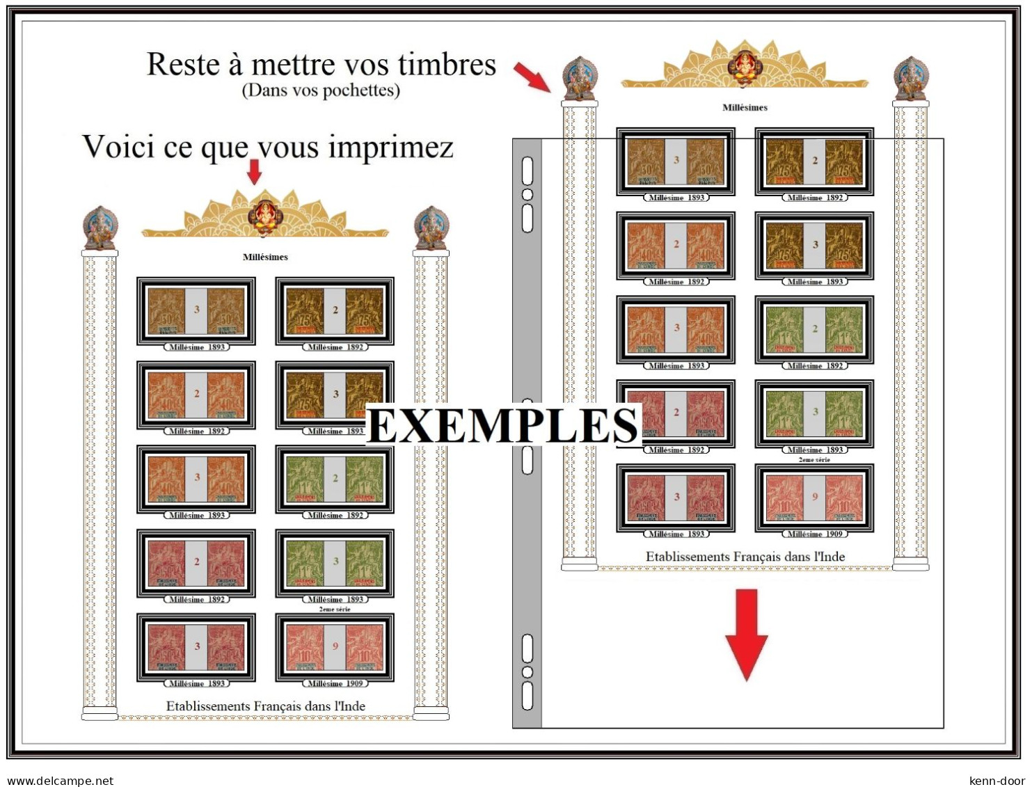 Album De Timbres à Imprimer MILLESIMES ETB. FRANCAIS Dans L' INDE - Andere & Zonder Classificatie