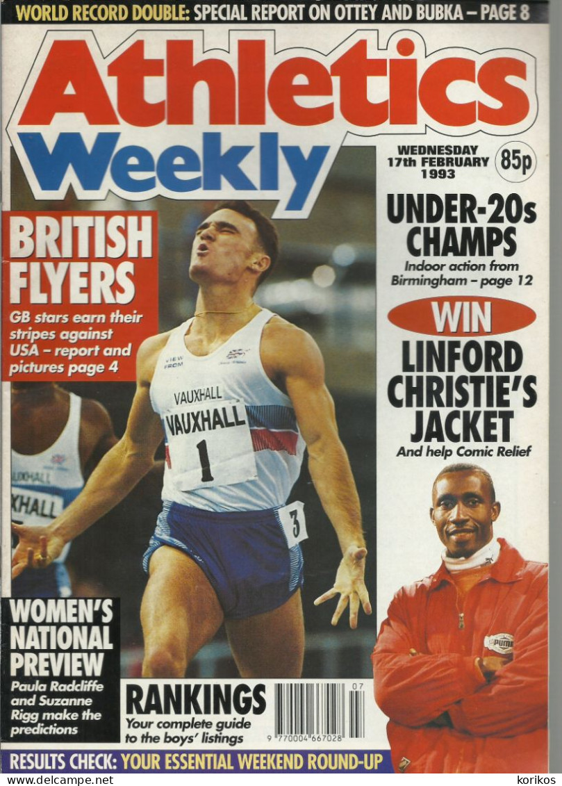 ATHLETICS WEEKLY 1993 MAGAZINE SET – LOT OF 33 OUT OF 52 – TRACK AND FIELD