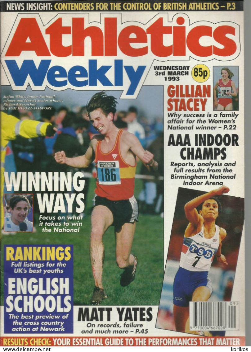 ATHLETICS WEEKLY 1993 MAGAZINE SET – LOT OF 33 OUT OF 52 – TRACK AND FIELD