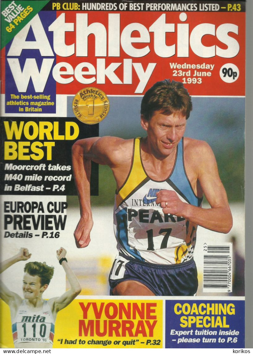 ATHLETICS WEEKLY 1993 MAGAZINE SET – LOT OF 33 OUT OF 52 – TRACK AND FIELD