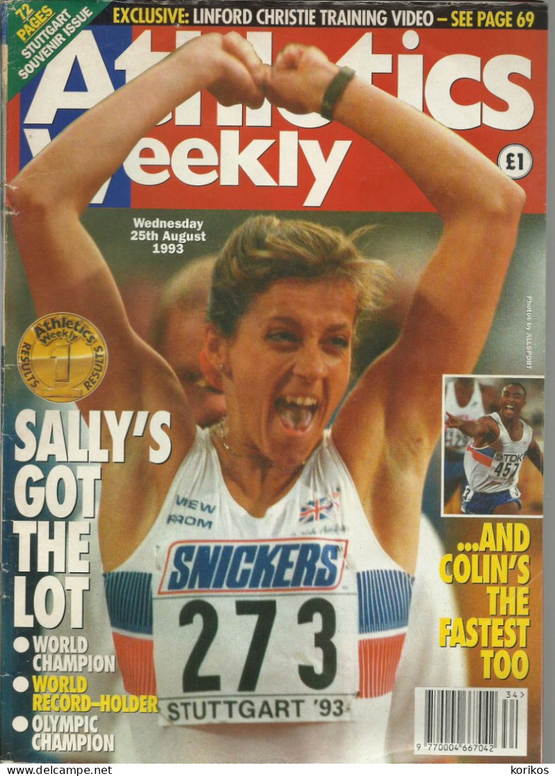 ATHLETICS WEEKLY 1993 MAGAZINE SET – LOT OF 33 OUT OF 52 – TRACK AND FIELD