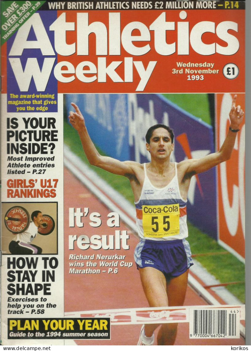 ATHLETICS WEEKLY 1993 MAGAZINE SET – LOT OF 33 OUT OF 52 – TRACK AND FIELD