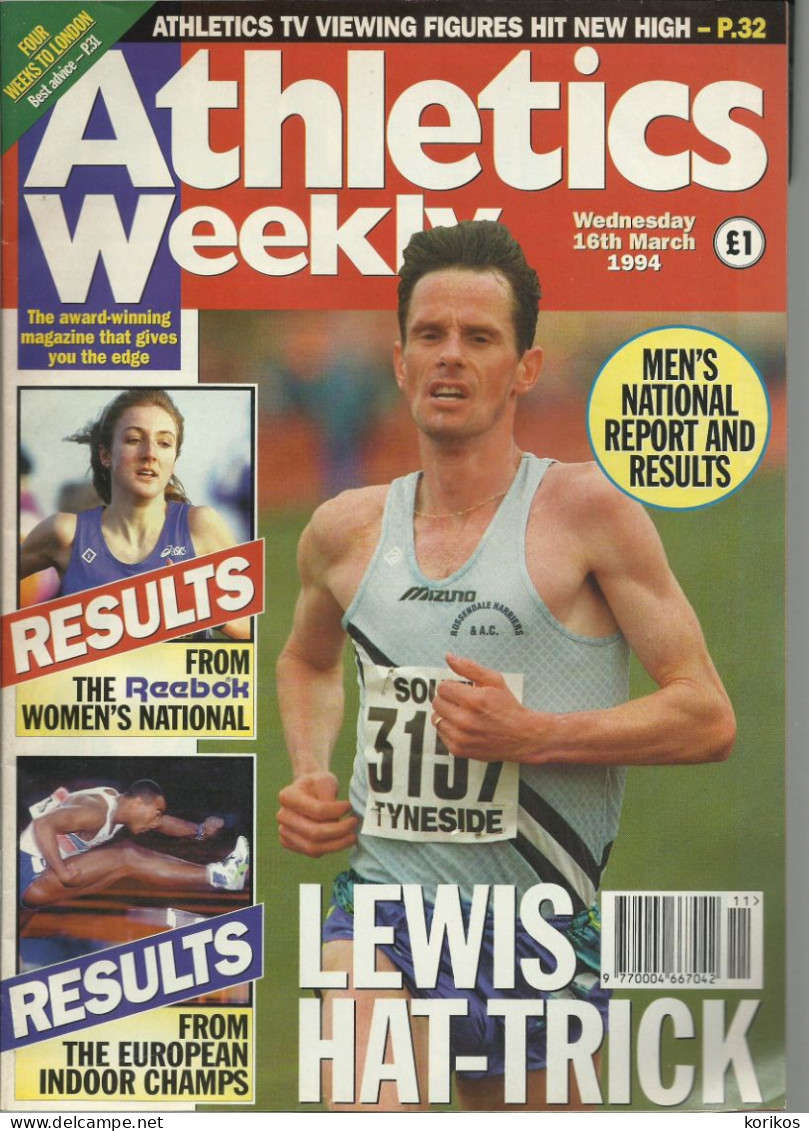 ATHLETICS WEEKLY 1994 MAGAZINE SET – LOT OF 46 OUT OF 52 – TRACK AND FIELD