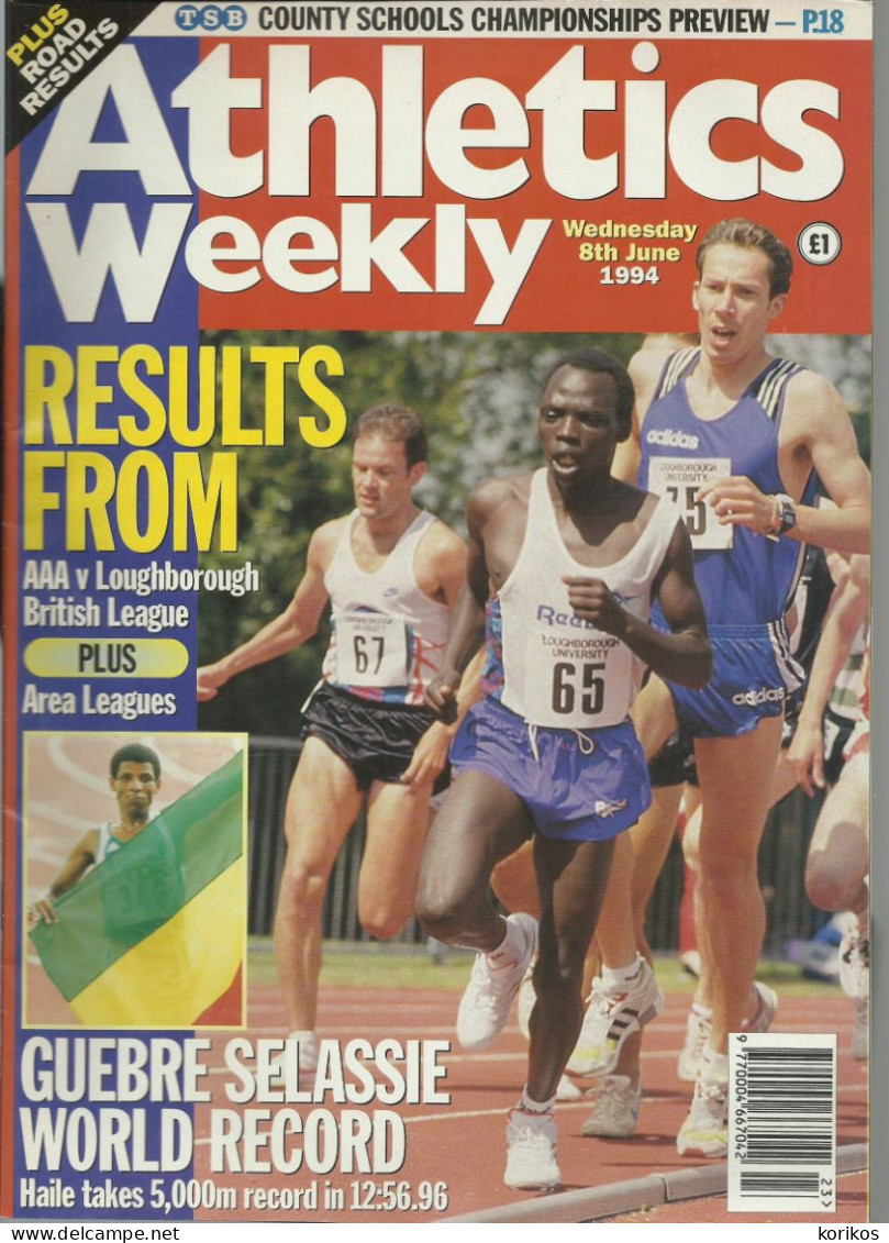 ATHLETICS WEEKLY 1994 MAGAZINE SET – LOT OF 46 OUT OF 52 – TRACK AND FIELD