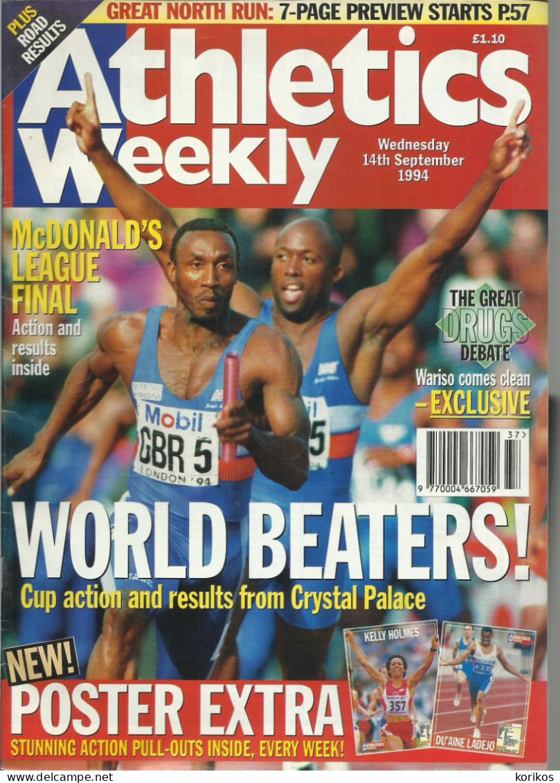 ATHLETICS WEEKLY 1994 MAGAZINE SET – LOT OF 46 OUT OF 52 – TRACK AND FIELD