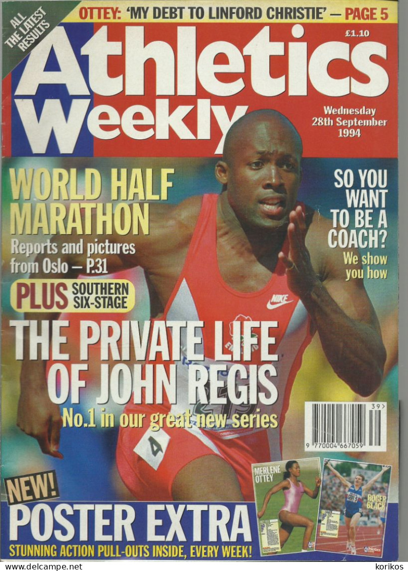 ATHLETICS WEEKLY 1994 MAGAZINE SET – LOT OF 46 OUT OF 52 – TRACK AND FIELD