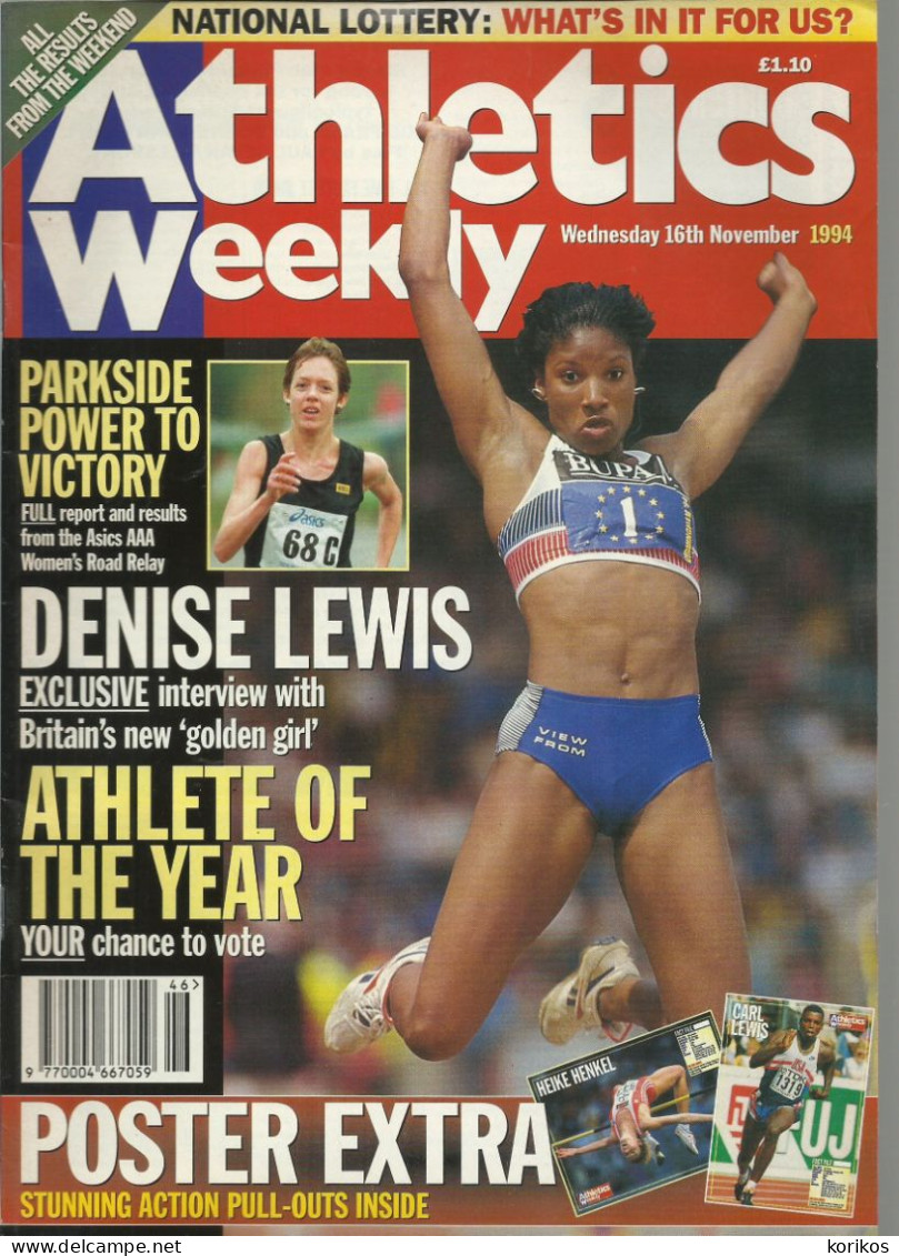 ATHLETICS WEEKLY 1994 MAGAZINE SET – LOT OF 46 OUT OF 52 – TRACK AND FIELD