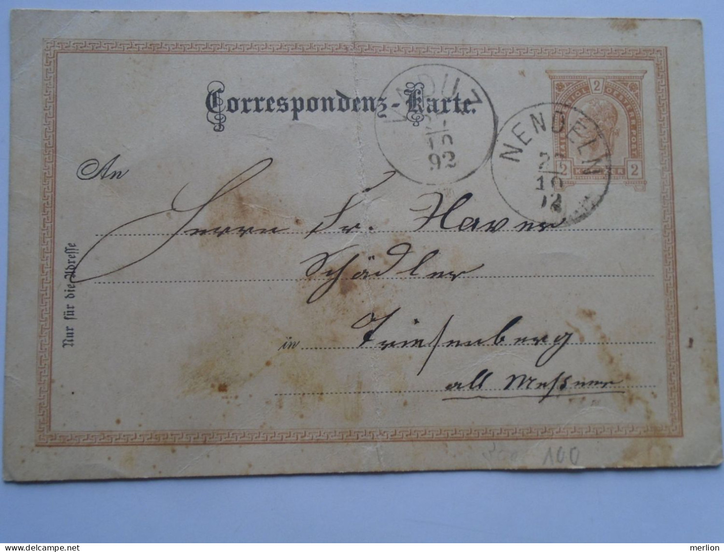D200560 Liechtenstein (Austria- Österreich) Postal Stationery -Entier -Ganzsache -1892 NENDELN-VADUZ-sent To Triesenberg - Stamped Stationery