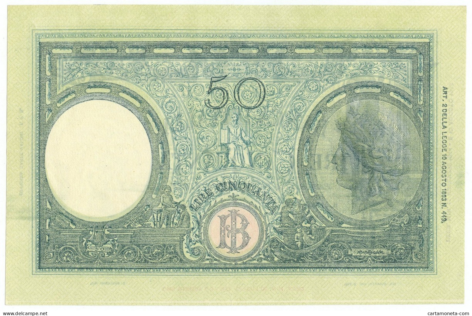 50 LIRE BARBETTI GRANDE L SENZA MATRICE BI RSI 11/11/1944 SUP- - Regno D'Italia - Altri