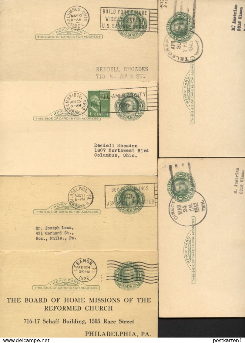 UY7r 6 Postal Cards Used Ohio Pennsylvania Texas 1935-56 - 1901-20