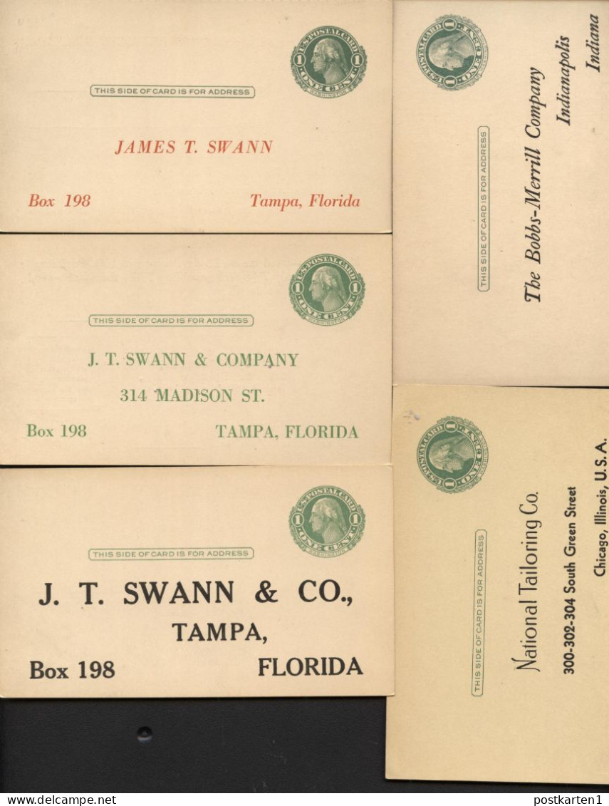 UY7r 7 Postal Cards Preprinted DC Florida And Illinois 1920-50 - 1901-20