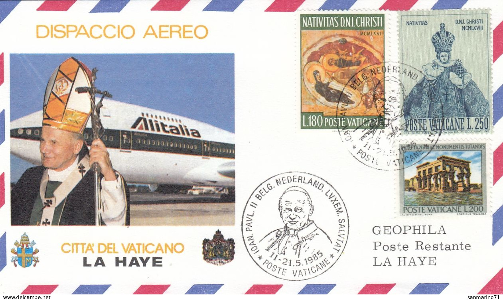 VATICAN Cover 3-126,popes Travel 1985 - Brieven En Documenten