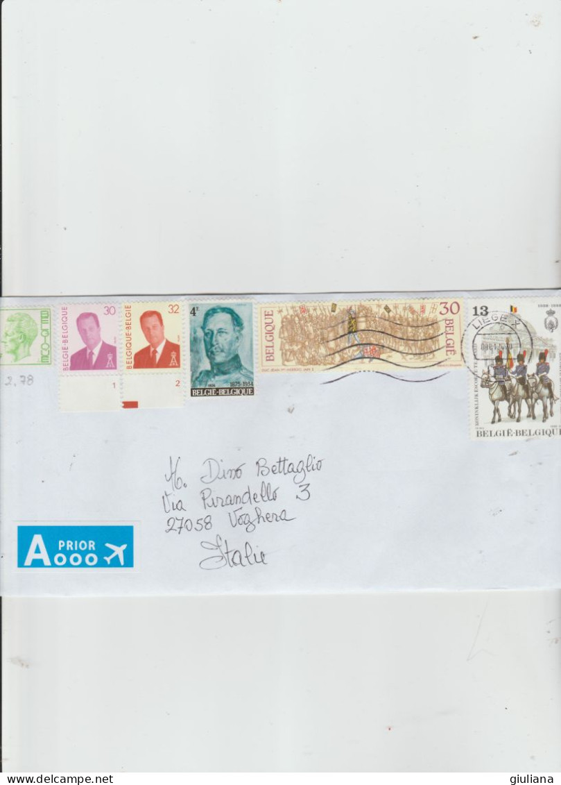Belgio 2024 - Busta Priority X L'Italia Affrancata Con 6 Stamps - Lettres & Documents