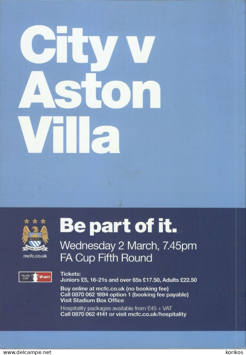 MANCHESTER CITY – ARIS THESSALONIKI 2010-2011 UEFA EUROPA LEAGUE MATCH PROGRAM - FOOTBALL - SOCCER - 1950-Aujourd'hui